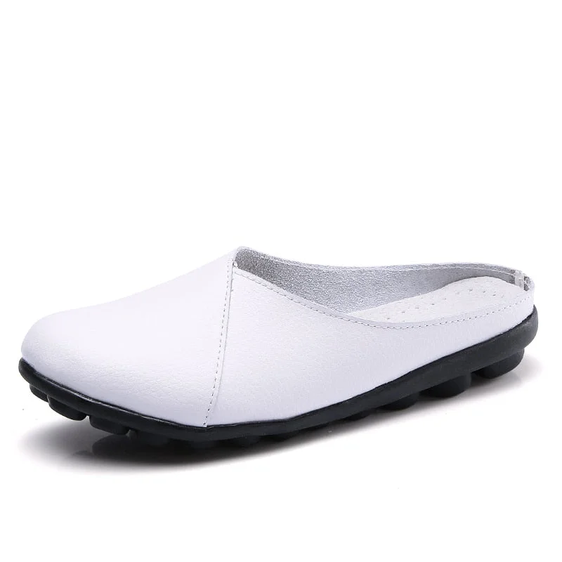 Women's Summer Sneakers Slip On Flat Shoes Women's Casual Loafers Walking Shoes Female Outdoor PU Leather Soft Bottom Shoes