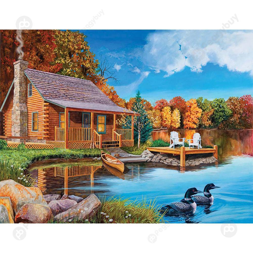 

40*50CM Paint By Numbers-Placid Cottage, 501 Original