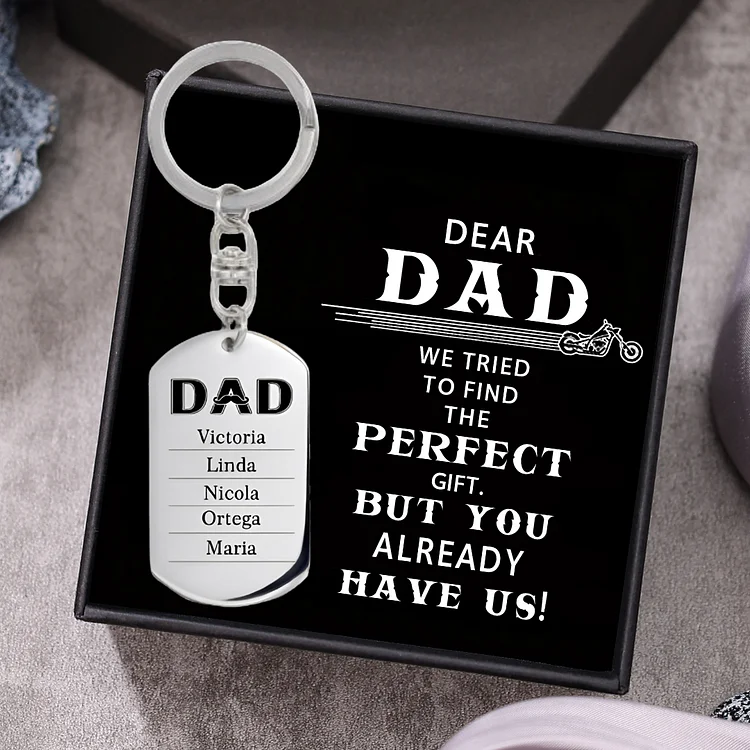 Personalized Photo Keychain Dad Keyring Engrave 5 Names Father's Day Gifts