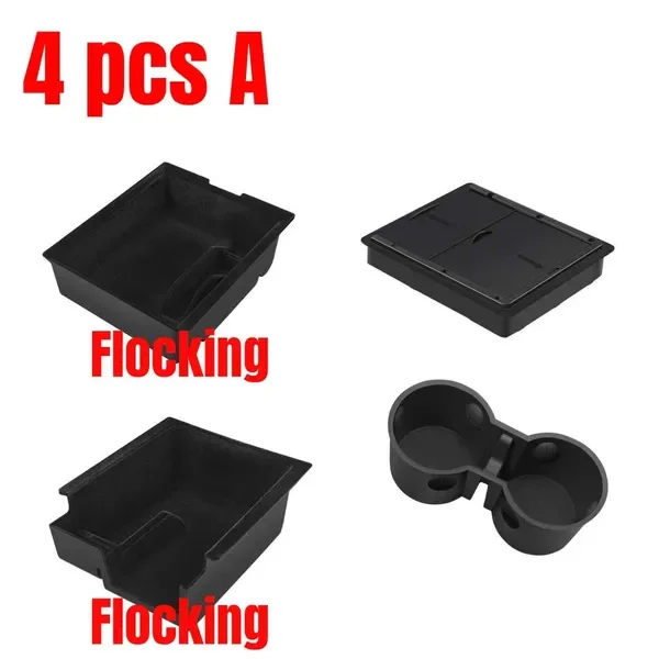 New Flocking Console Organizer for Tesla 3 2022 Model Y 2023 Center Armrest Hidden Box Cup Holder Interior Accessories