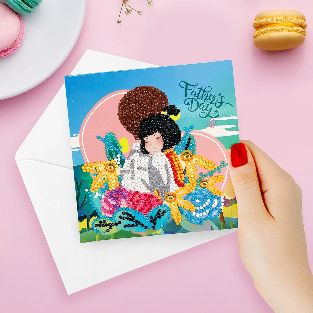 8PCS Fathers Day Mothers Day DIY Diamond Painting Greeting Card Kits with Envelopes Diamond Art Greeting Cards Diamond Art Cards Kits for Adults DIY Crafts Family Friend Gifts