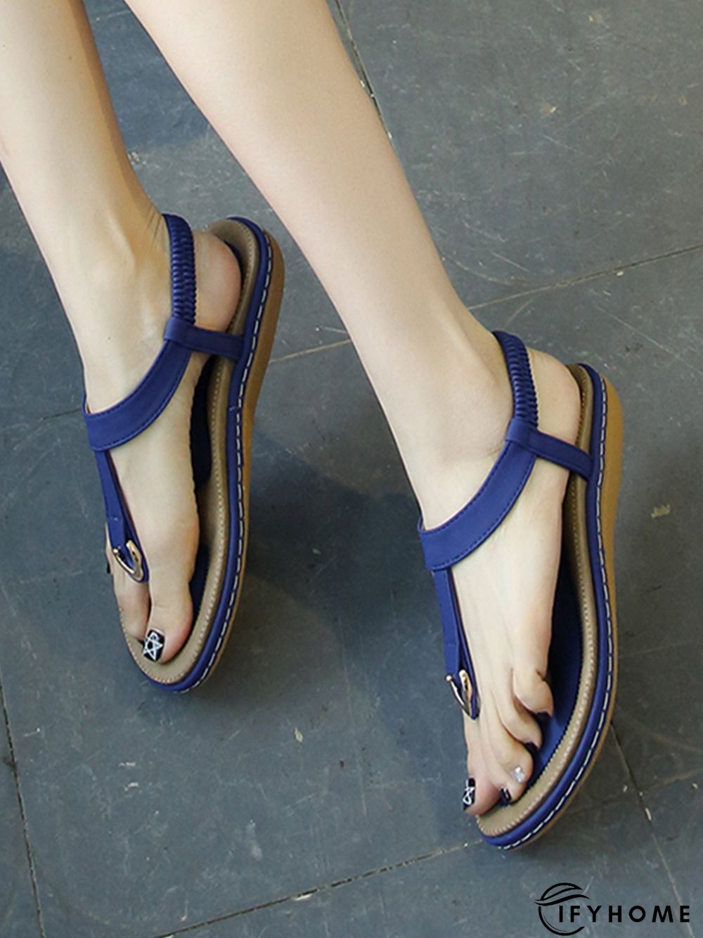 Women's Beach Metal Buckle Trim Flip-On Sandals | IFYHOME