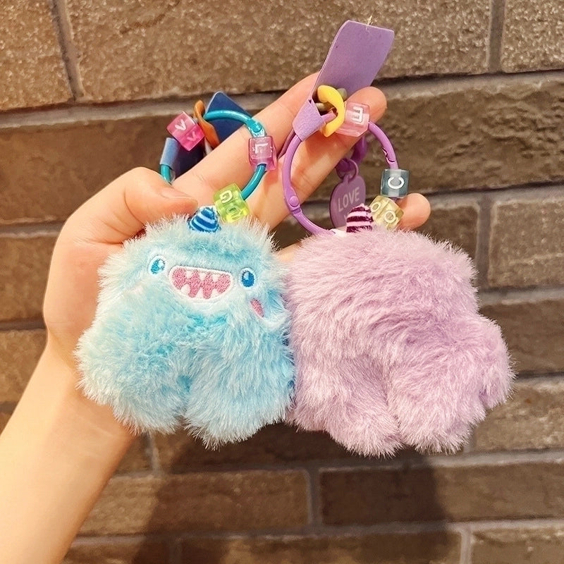 Cute Solid Color Plush Patchwork Women’s Keychain