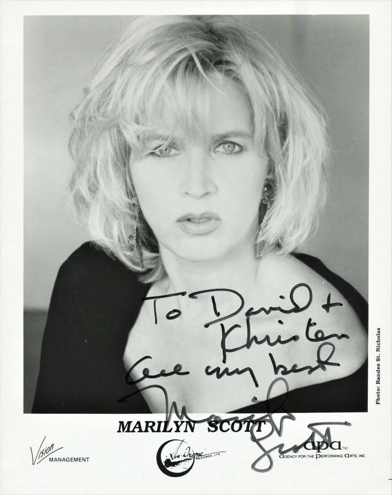 Singer MARILYN SCOTT Signed Photo Poster painting