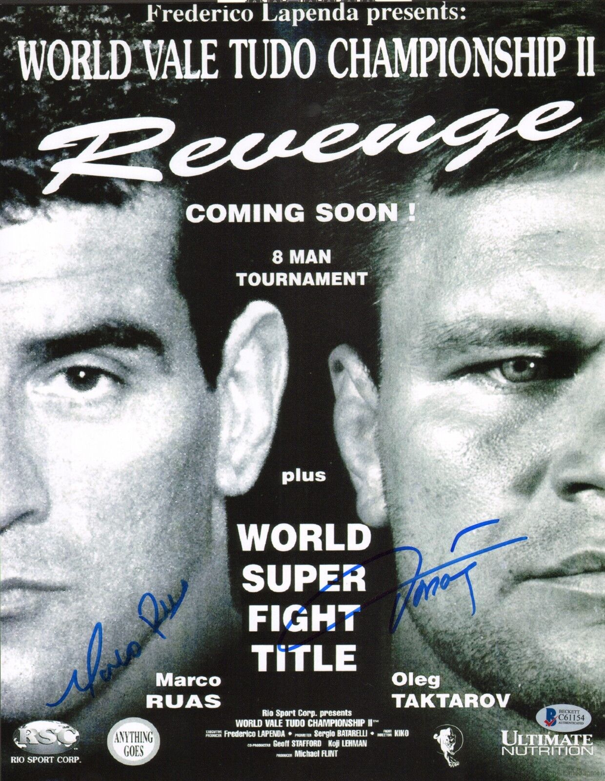 Oleg Taktarov & Marco Ruas Signed UFC 11x14 Photo Poster painting BAS COA Vale Tudo Picture Auto