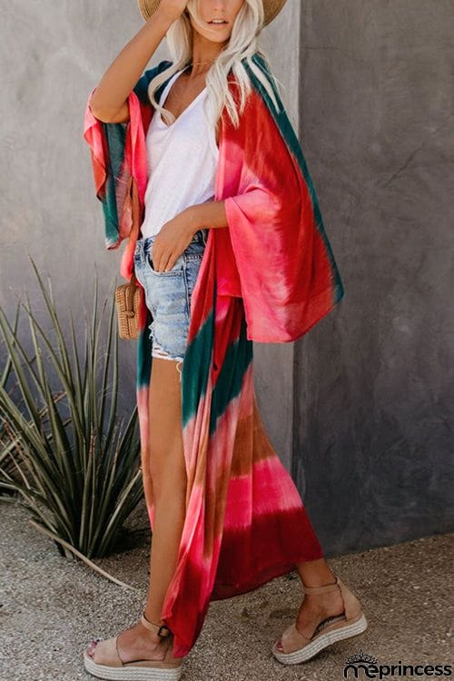Tie Dye Stripe Kimono