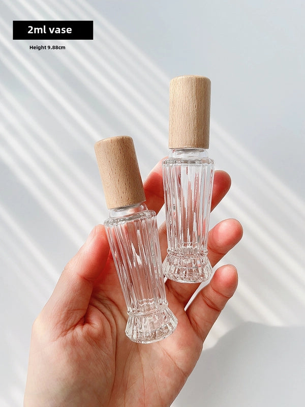 Perfume Sub-bottle High-end Portable 10 Ml Small Sample Bottle Press Bottle Glass Spray Replacement Bottle Wooden Lid Empty Bottle