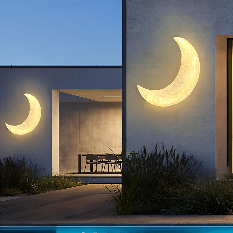 Creative Resin Moon Waterproof LED Modern Outdoor Wall Sconce Lighting - Appledas