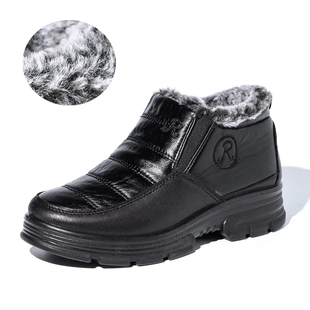 Women Flat Shoes Woman PU Leather snow boots women mom shoes women's winter shoes Female Casual  winter boots soft Women's shoes