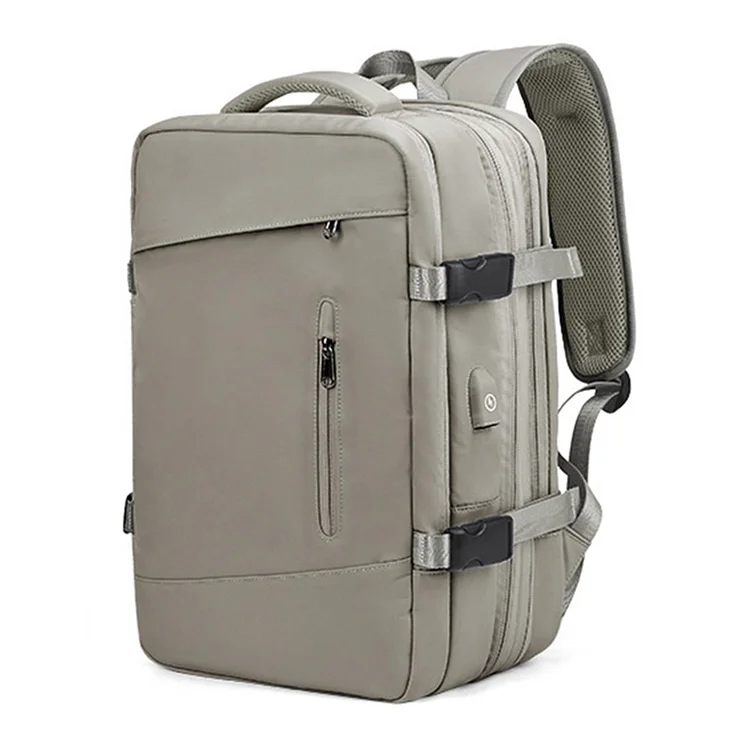 Unisex Carry On Backpack with USB Port Laptop Bag for Men & Women(Grayish brown)