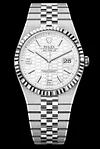 Rolex Land-Dweller 40mm Fluted Bezel White Honeycomb-Motif Dial Flat Jubilee - 127334 - New 2025