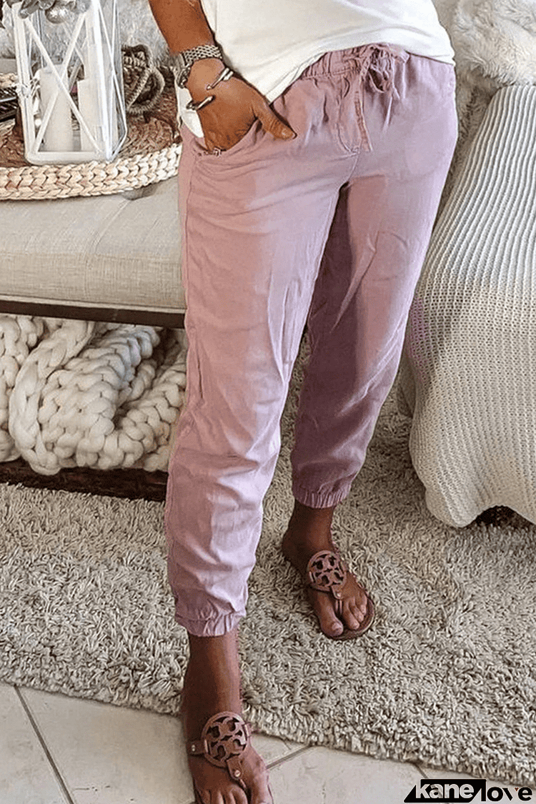 Casual Solid Pocket Capris Solid Color Bottoms