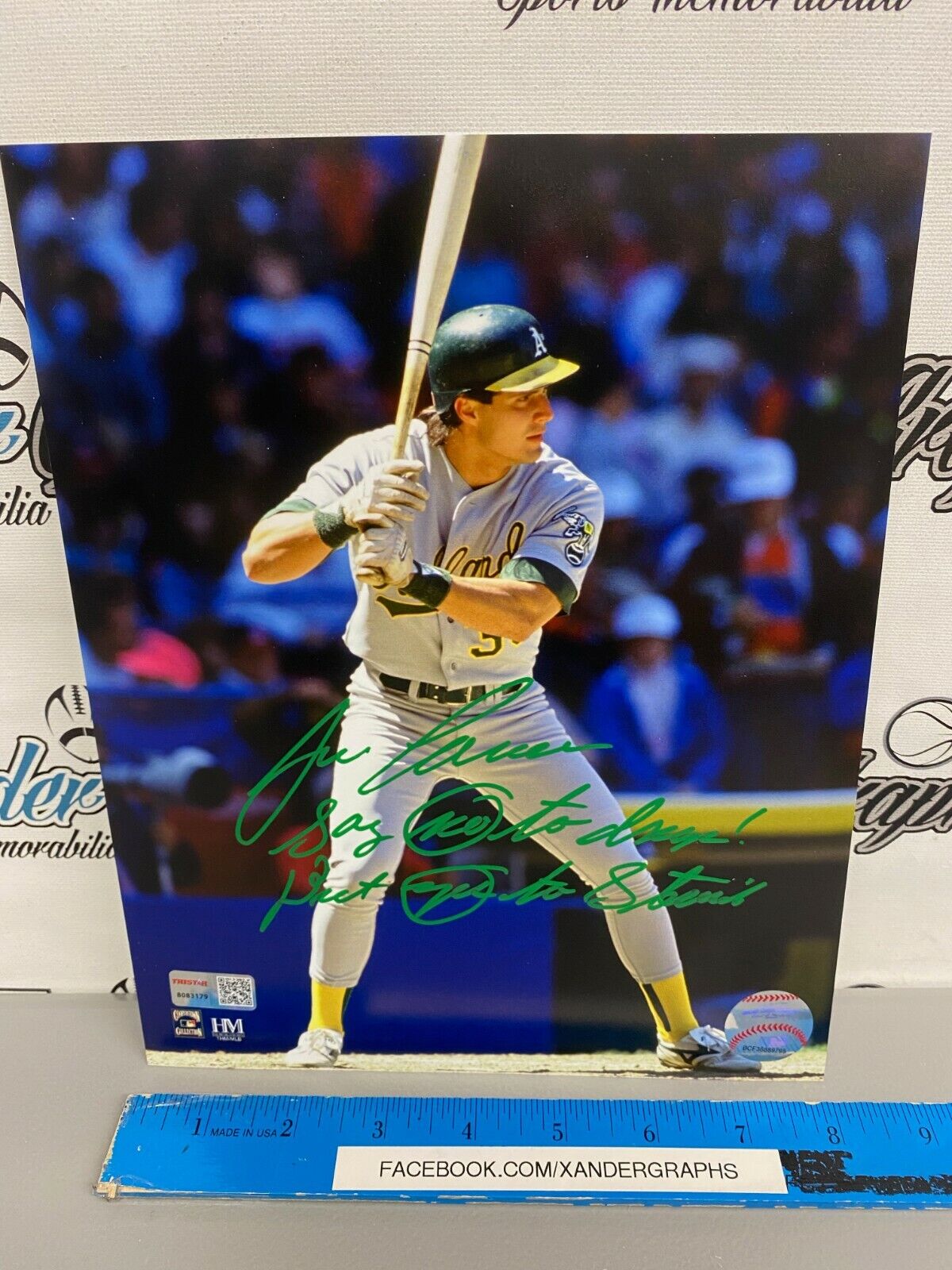 JOSE CANSECO STEROID INSCRIPTIONS SIGNED AUTOGRAPHED 8x10 Photo Poster paintingGRAPH TRISTAR COA