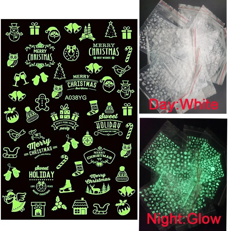 Colorful Night Lights 3D Snowflake Design Transfer Nails Art Sticker Lady Women Manicure Tools Nail Decoration Decals Adhesive