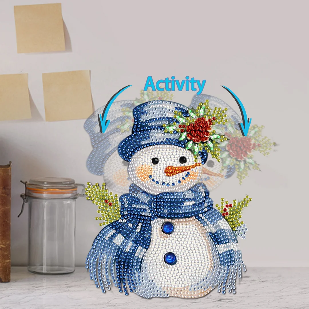 Snowman DIY Acrylic Shaking Head 5D DIY Diamond Art Tabletop Ornament Home Decor