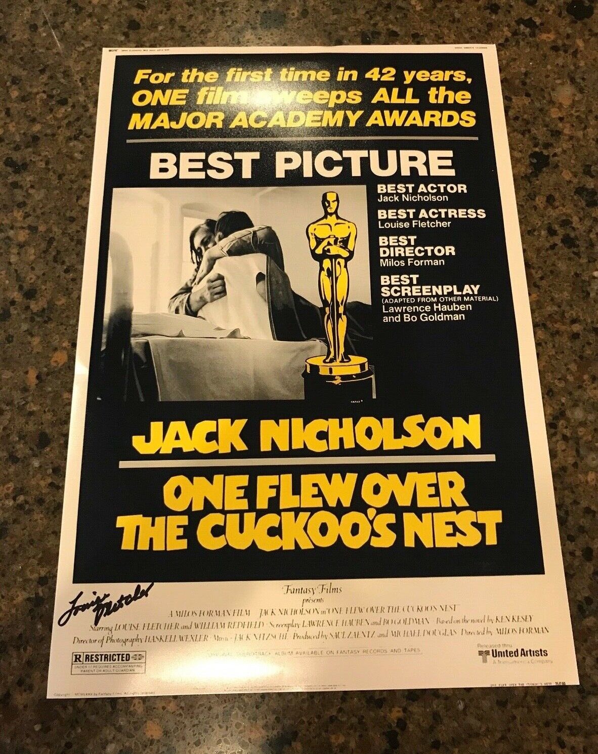 * LOUISE FLETCHER * signed 12x18 poster * ONE FLEW OVER THE CUCKOOS NEST * 1