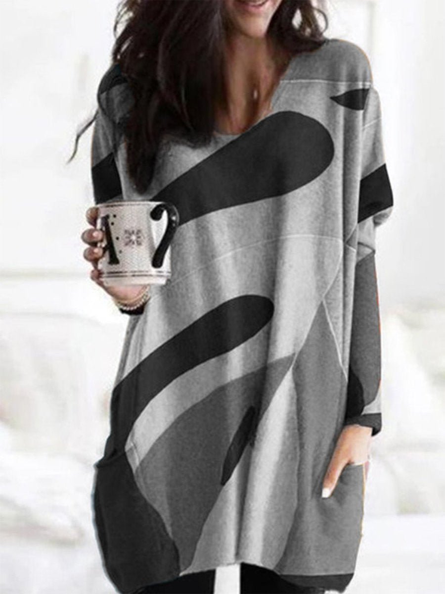 Women's Casual Round Neck Long Sleeve Printed T-Shirt Top