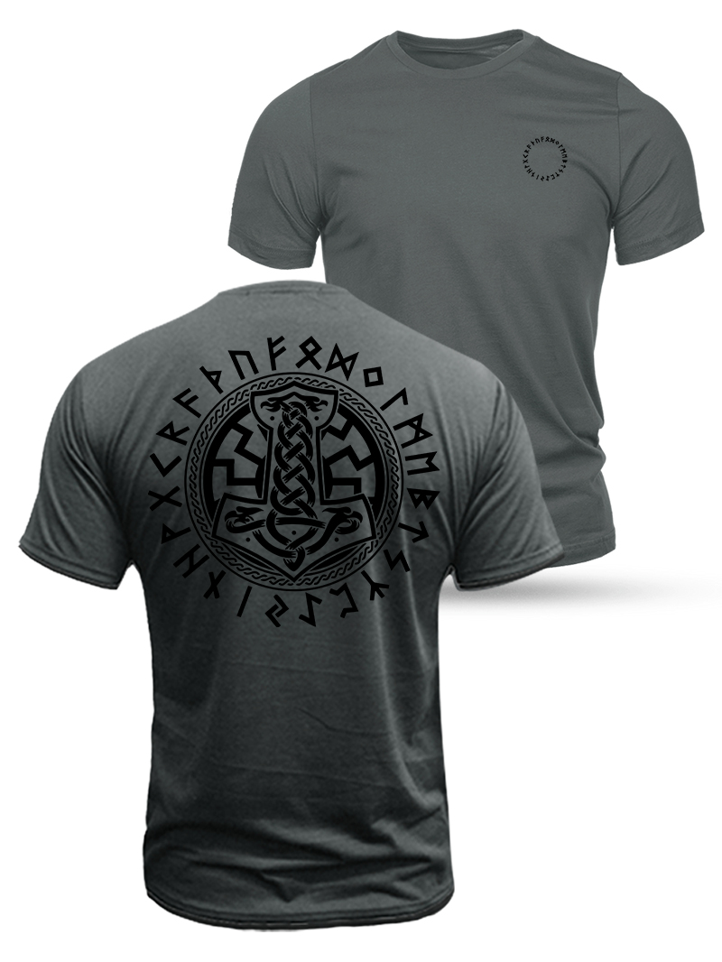 Viking Thor's hammer Norse Celtic Mythology Duplex Printing Cotton T-Shirt