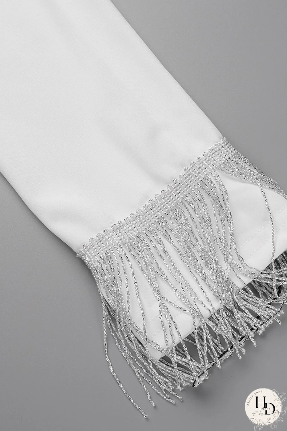 White Fashion Solid Tassel Turndown Collar Long Sleeve Two Pieces