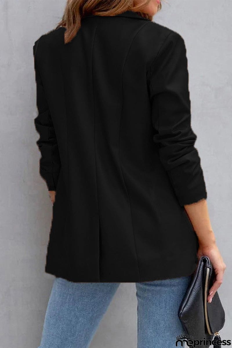 Casual Street Solid Patchwork Buckle Turn-back Collar Outerwear