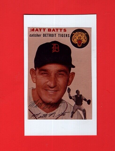 1954 MATT BATTS-DETROIT TIGERS AUTOGRAPHED COLOR Photo Poster painting ON 3X5-(d.2013)