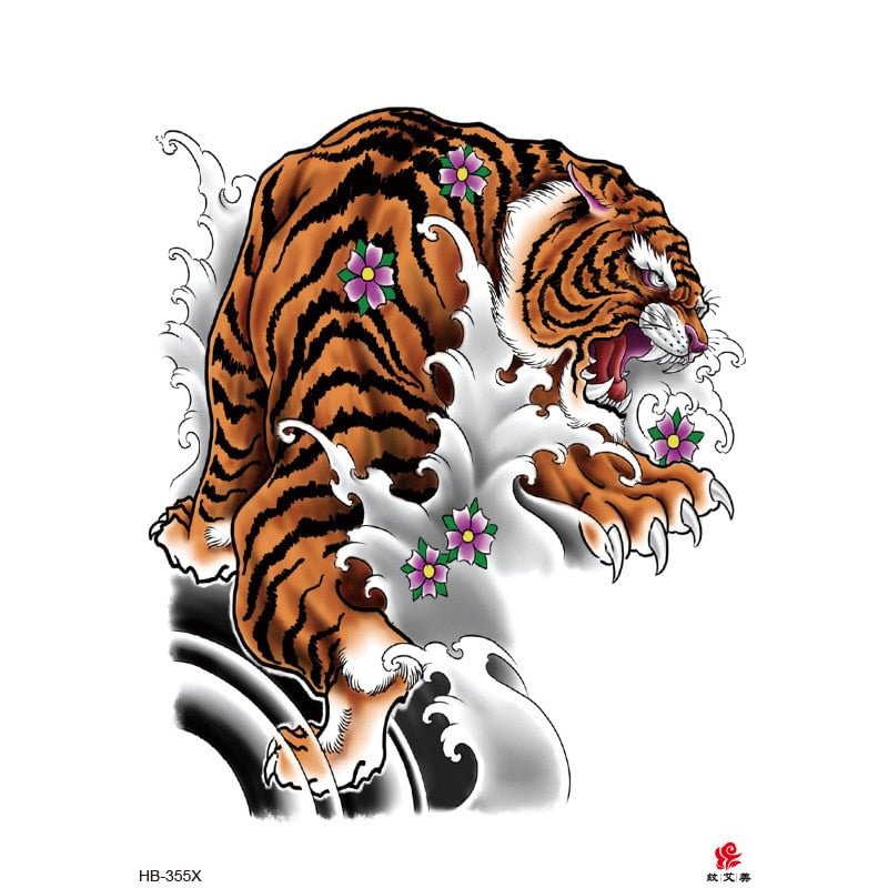Lion Tiger Cool Temporary Tattoo Sticker Fashion Wolf Waterproof Animal Body Art Arm Tatto Fake Removable Tatoo for Men Women