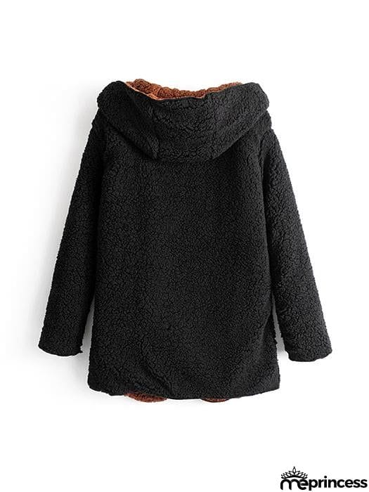 [Quality] Open Front Hooded Fur Coat