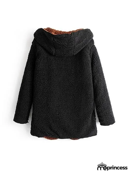 [Quality] Open Front Hooded Fur Coat
