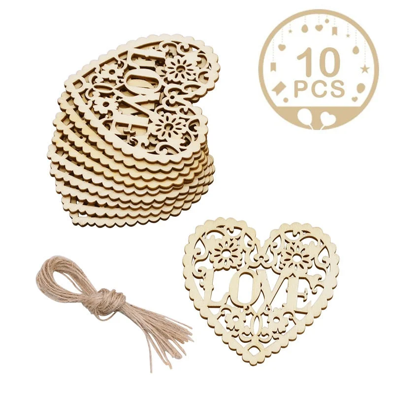 Wood Weddings Embellishment Laser Cut Love Heart Hanging Ornament Wooden Ring Box Mr Mrs Rustic Wedding Decoration