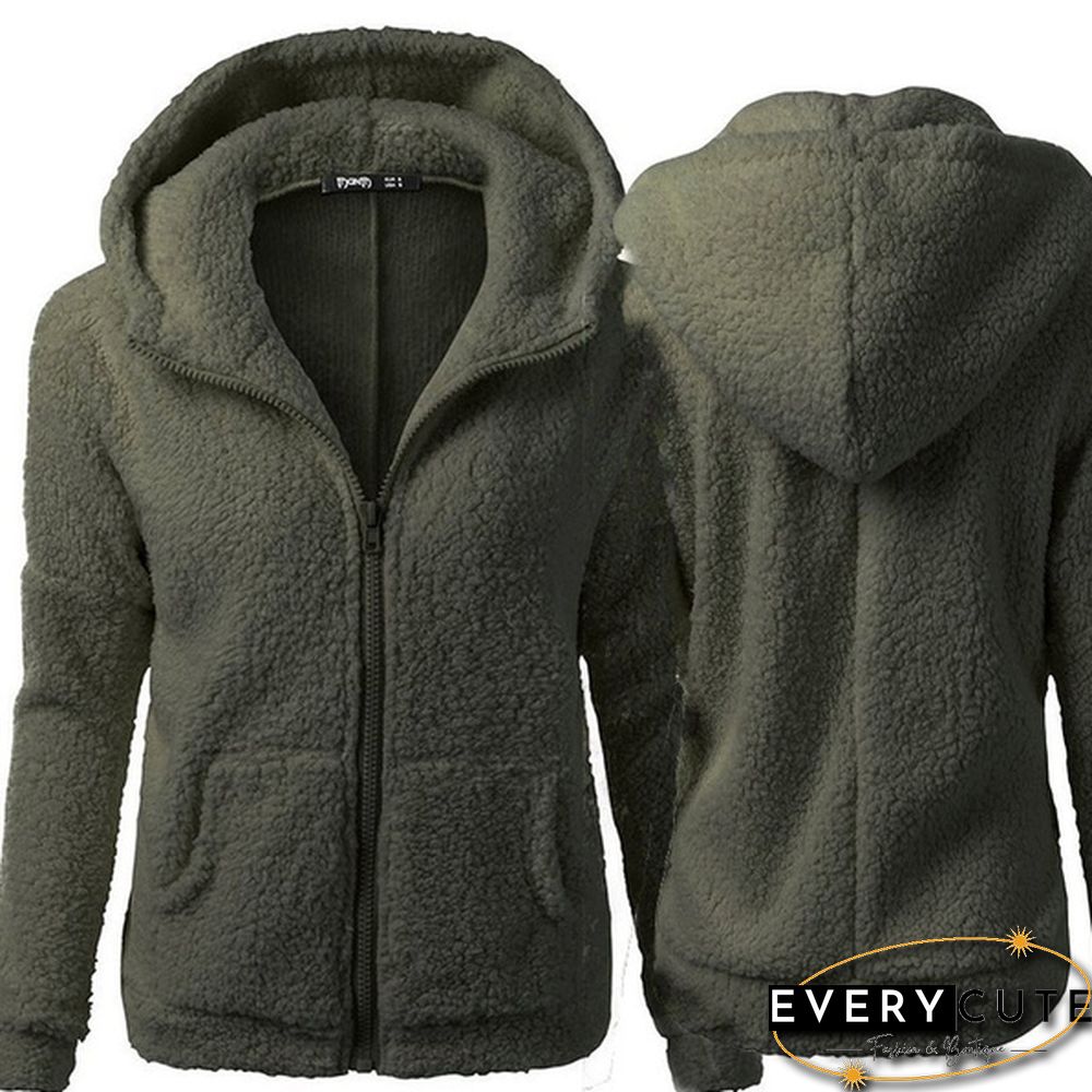 Women's Fashion Hooded Sweater Jacket Female Coat Women Casual Hoodie Coat Add Wool Sweatshirts