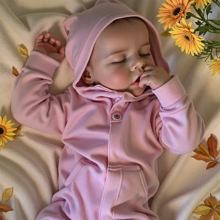17'' Realistic Lifelike Marilla Silicone Vinyl Newborn Reborn Baby Doll Girl with Hand-painted Hair Eyes Closed By Dollreborns®