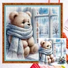 (Multi Style)Winter Window Bear-Full Embroidery 3 Strands 11CT Counted Cross Stitch-40*40CM