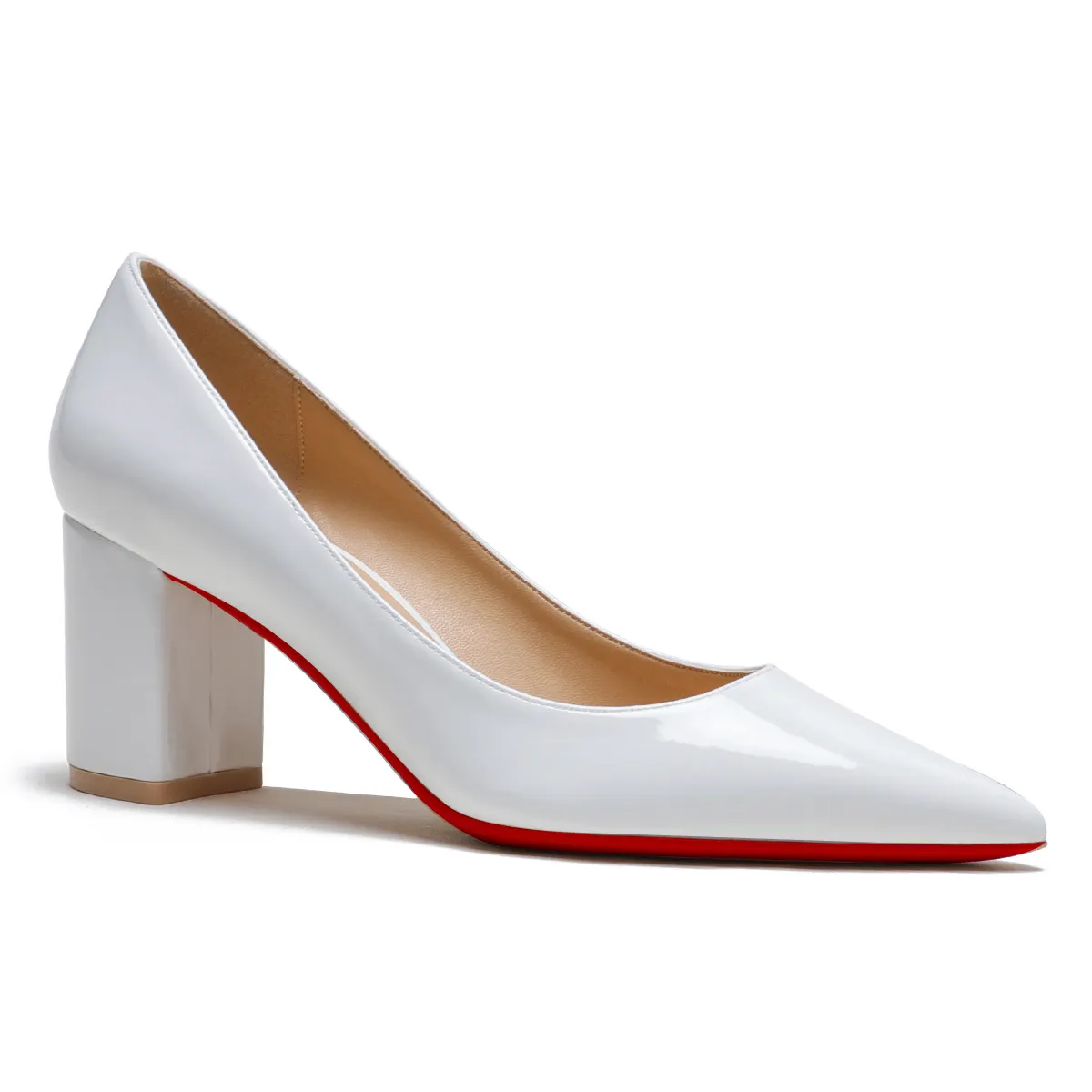 65mm Women Chunky Heels Middle Block Heel Red Bottoms Pumps-vocosishoes