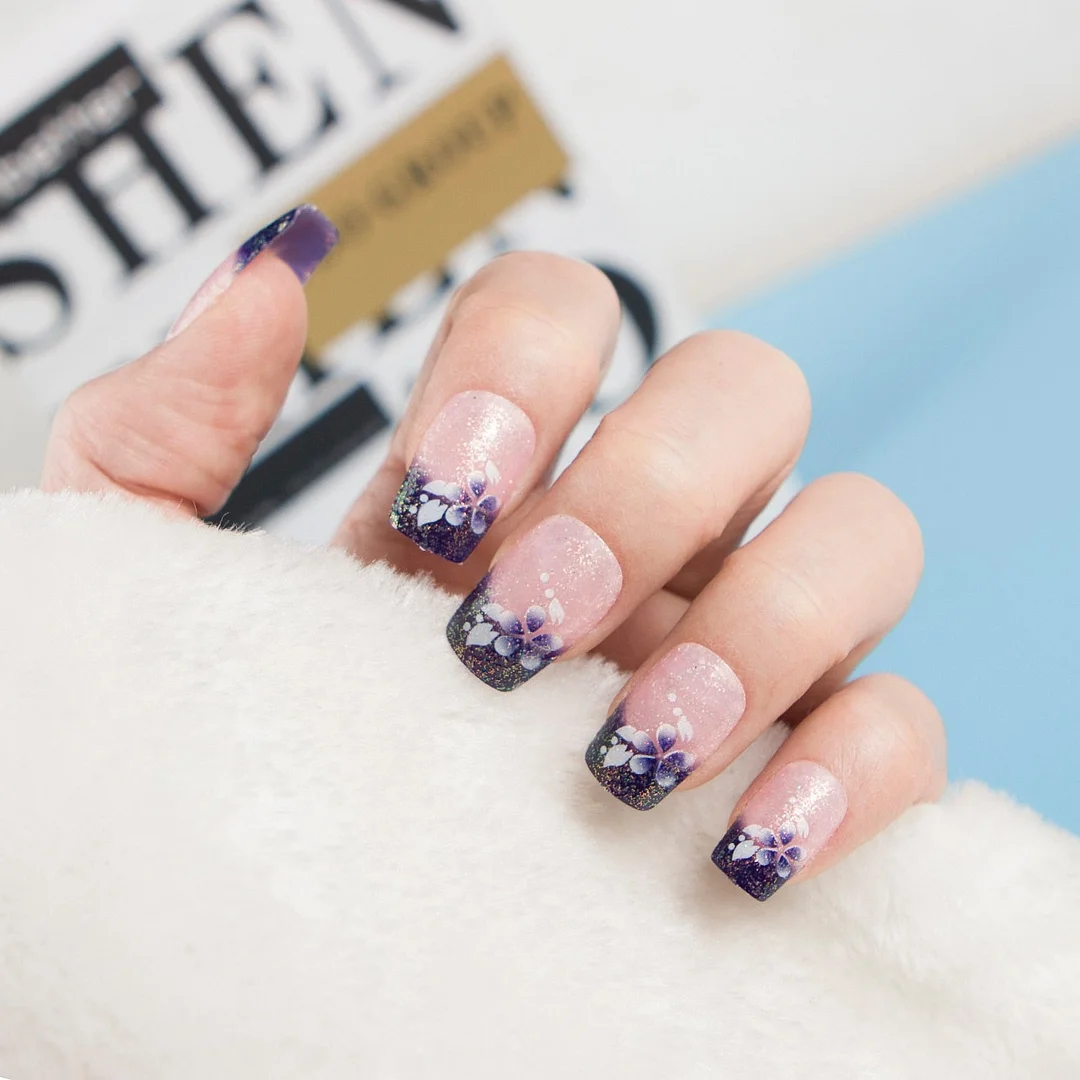 24pcs/set Fashion Acrylic Full Cover Fake Nails 10 Sizes Press on Nails Designs French False Nail Art Tips 278 Fingernail Tips-Nail Inspo