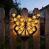 Solar Powered Outdoor Metal Butterfly Wall Lamps IP65 Waterproof Wall-Mounted Garden Butterfly Lights Auto On/Off Outdoor Fence Wall Art Decor Light for Patio Garden Fence Porch Decors
