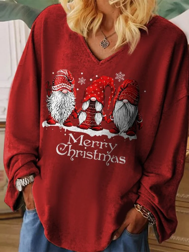 Wearshes Merry Christmas Dwarfs Print Long Sleeve Tunic