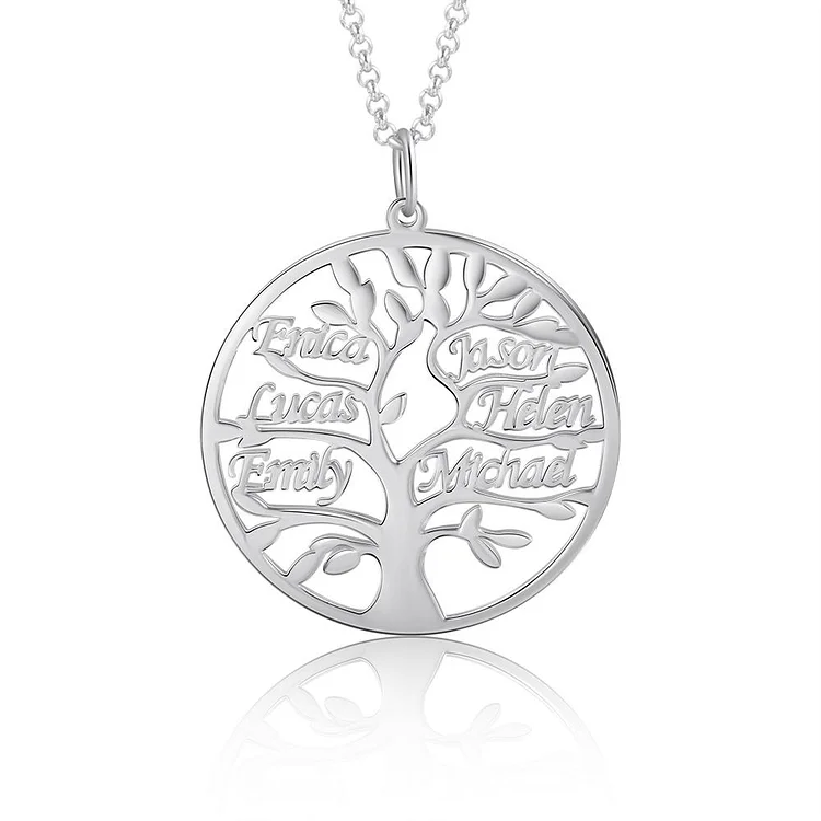 Family Tree Name Necklace Custom 6 Names Personalized Name Necklace