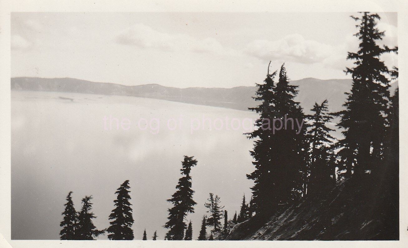 OREGON WATERSCAPE Crater Lake OREGON Found Photo Poster painting bwOriginal 86 27