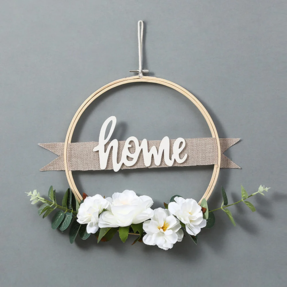 Simulation Eucalyptus Leaf Bamboo Circle Festive Decoration Garland