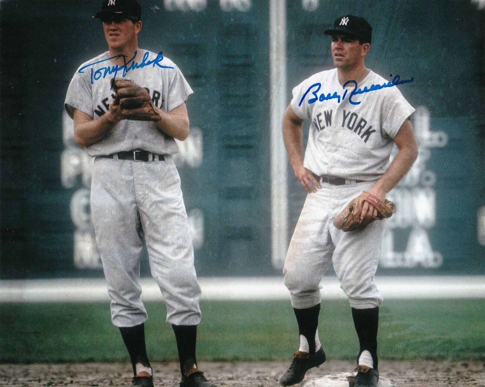 TONY KUBEK / BOBBY RICHARDSON NEW YORK YANKEES ACTION SIGNED 8x10