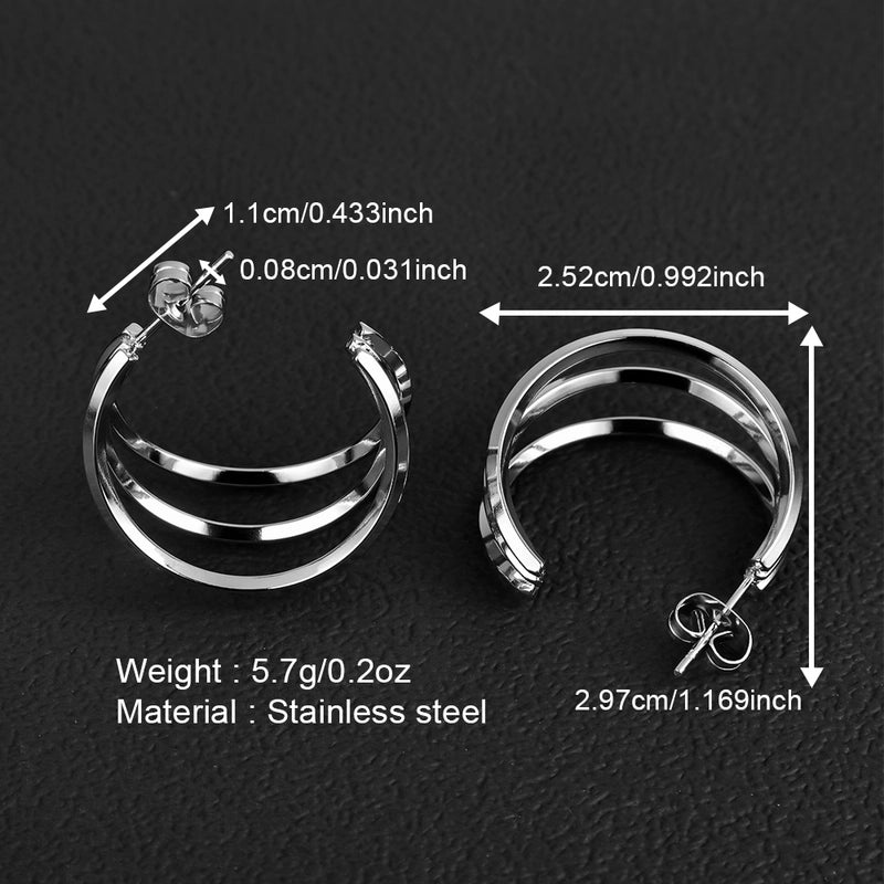 1 Pair Minimalist Geometric Polishing Hollow Out 201 Stainless Steel 18K Gold Plated Ear Studs