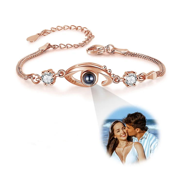 Personalisiertes Foto Love Böse Auge Projektion Armband mit Zirkonia