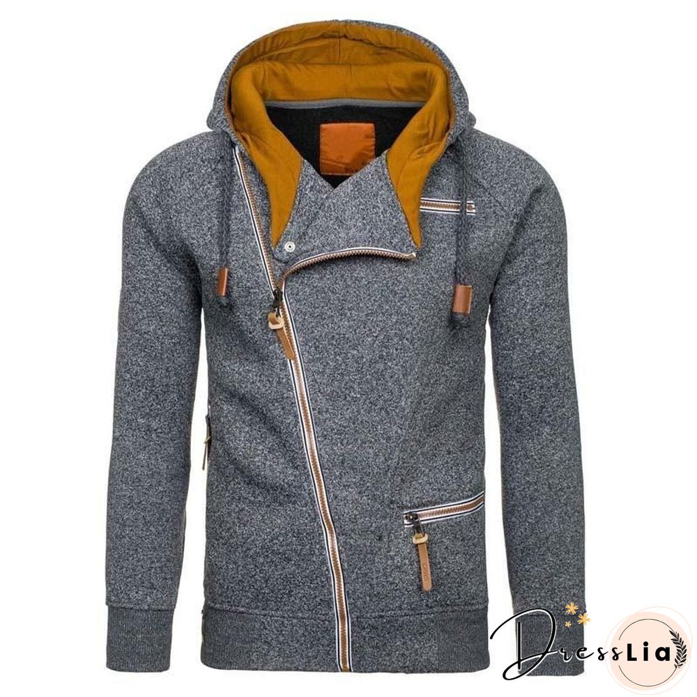 Hoodie Casual Solid Long Sleeve Hoodies Sweatshirts Slim Zipper Hoody Sweatshirt Men Hooded Streetwear