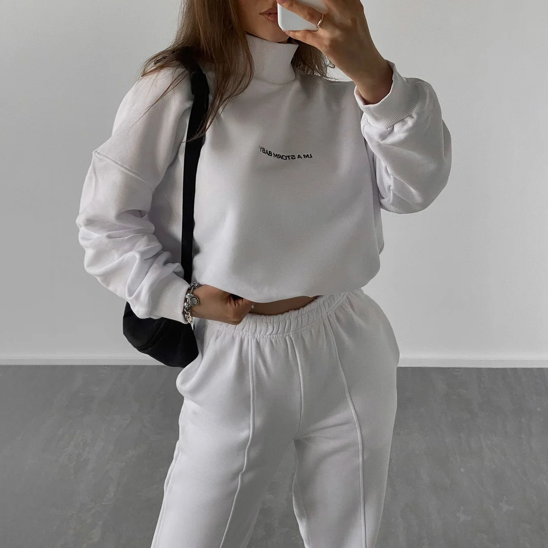 Women's Printed Sweatshirt Suit Two Piece Set