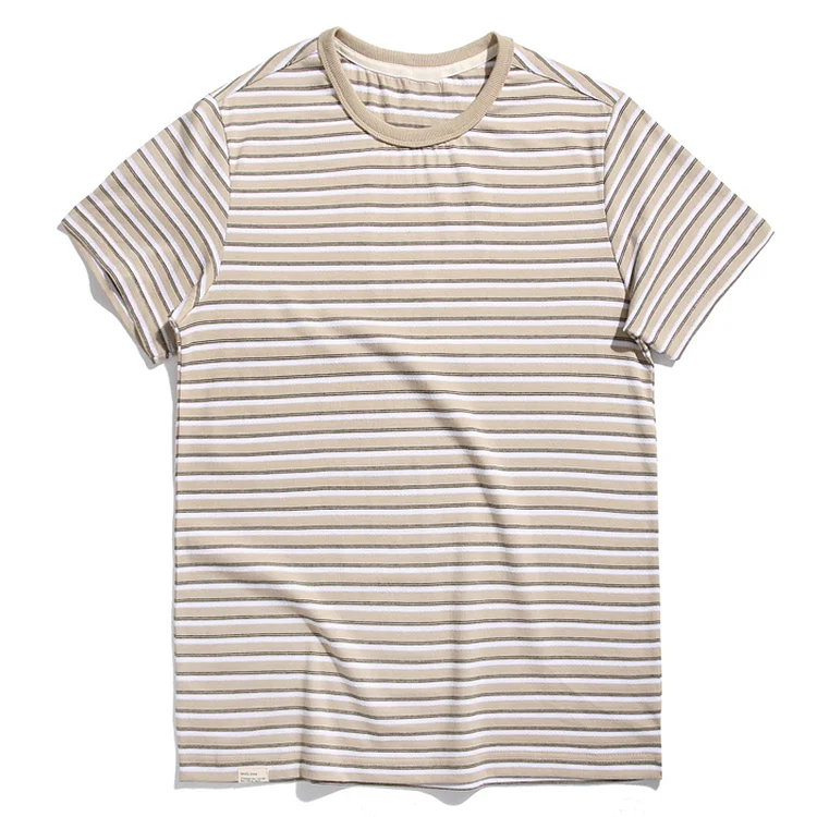 Vintage Round Neck Striped Short-sleeved T-shirt