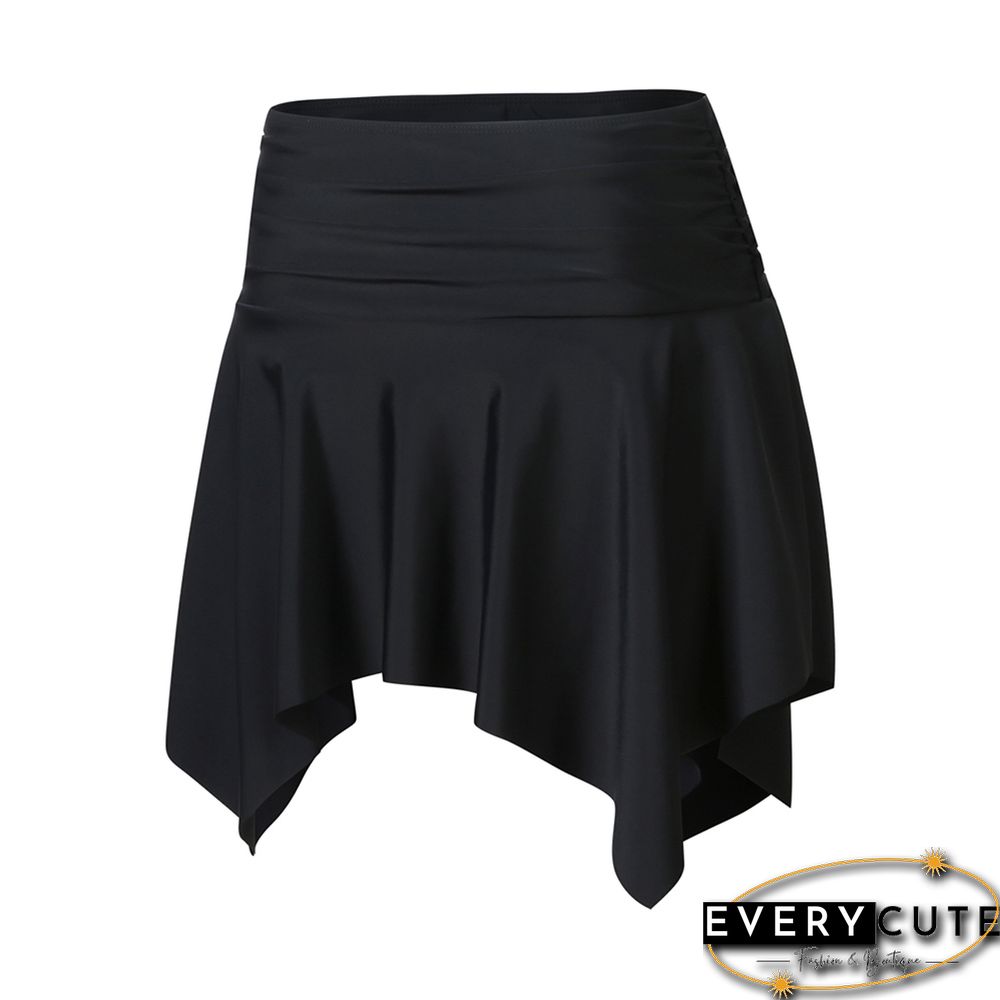 Black Pleated Irregular High Waist Beach Culottes