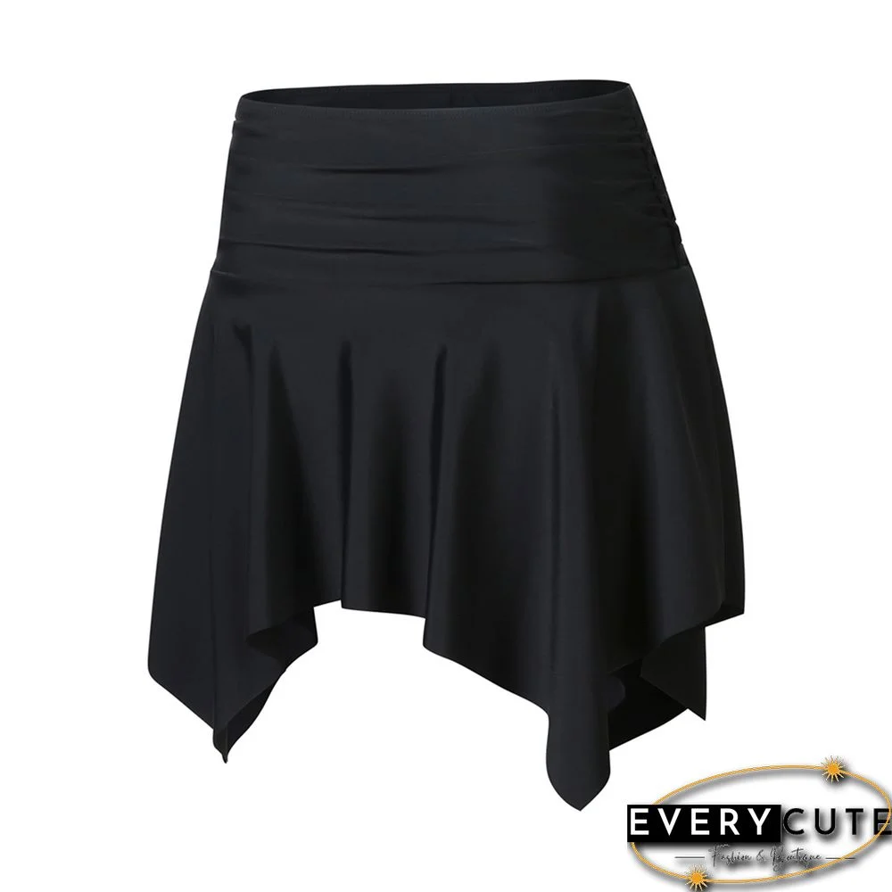 Black Pleated Irregular High Waist Beach Culottes