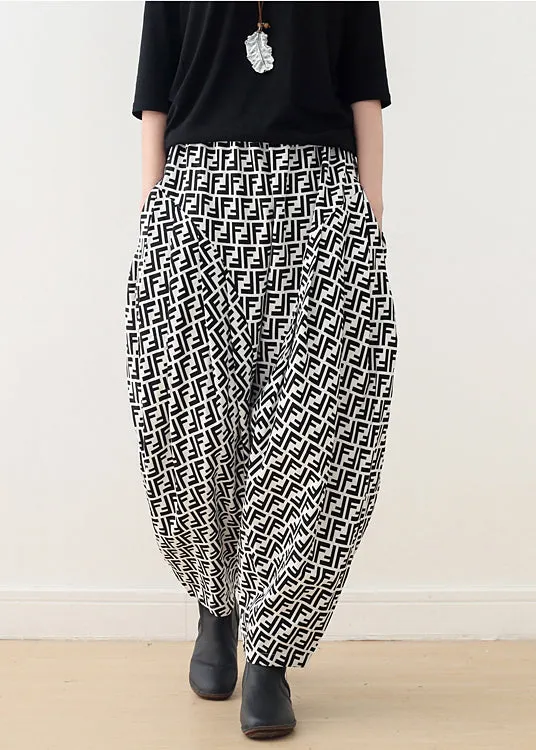 Summer women's small fresh cotton letters loose big yards wide leg pants hanging crotch carrot
