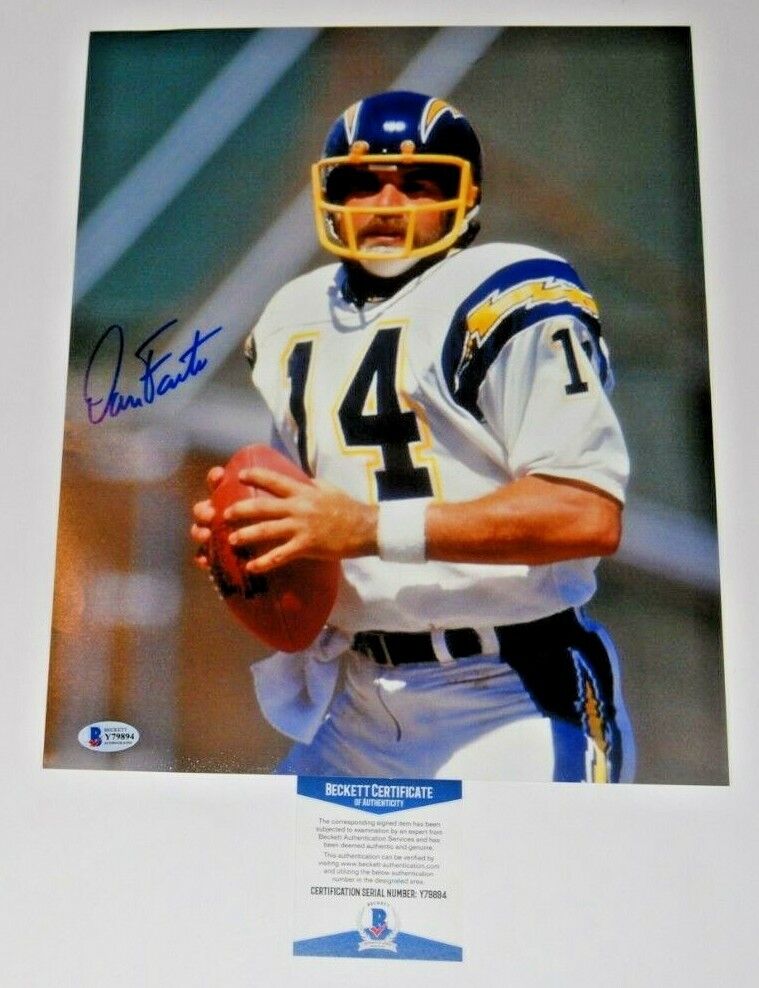 DAN FOUTS signed (SAN DIEGO CHARGERS) football 11X14 Photo Poster painting BECKETT BAS #1