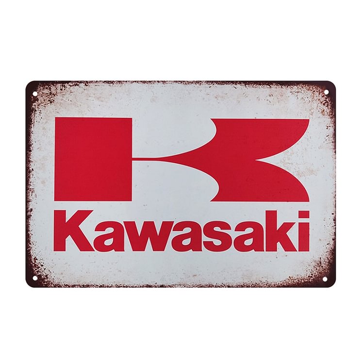 Kawasaki - Vintage Tin Signs/Wooden Signs - 7.9x11.8in & 11.8x15.7in